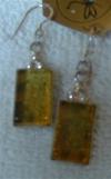 Rectangle amber sterling silver earrings